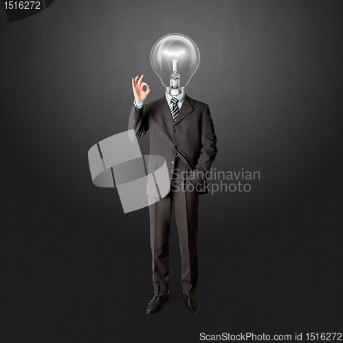 Image of full length business male with lamp-head