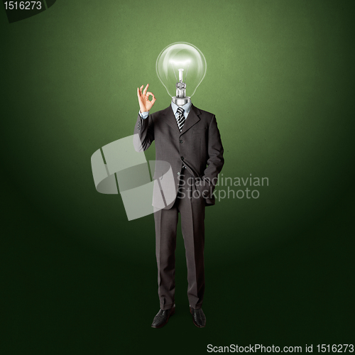 Image of full length business male with lamp-head