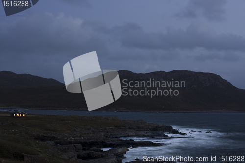 Image of scottish coast at night