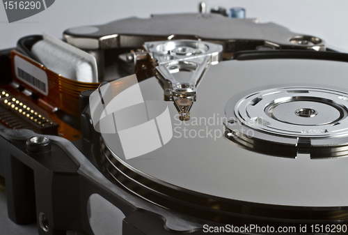 Image of hard disk drive in close up