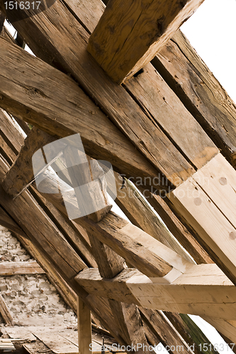 Image of wooden framework on ancient roof