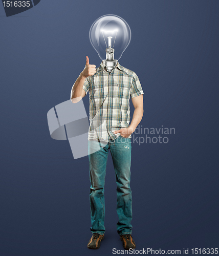 Image of full length man with lamp shows well done