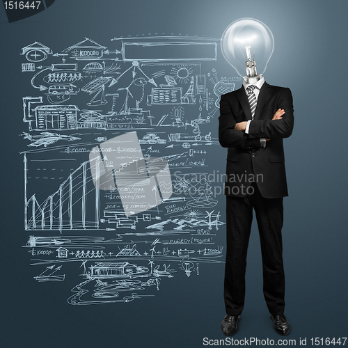 Image of lamp head businessman