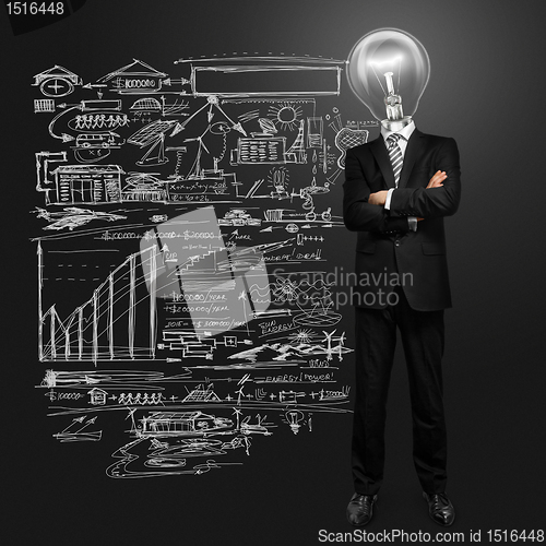 Image of lamp head businessman