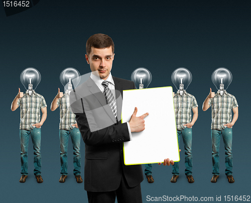 Image of lamp head businesspeople shows well done