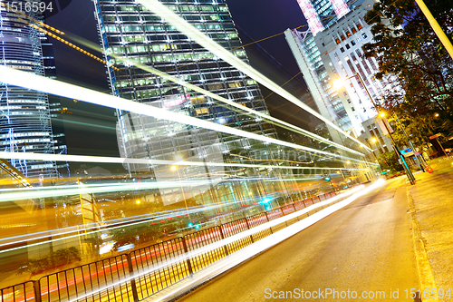 Image of traffic in city at night