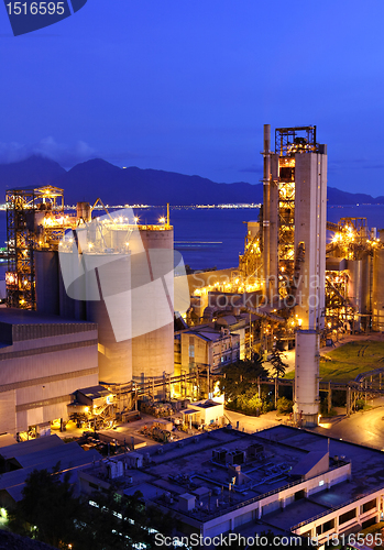 Image of cement factory at night