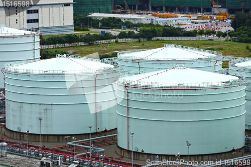 Image of large metal oil storage tank