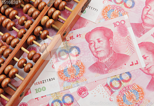 Image of abacus and china money banknote