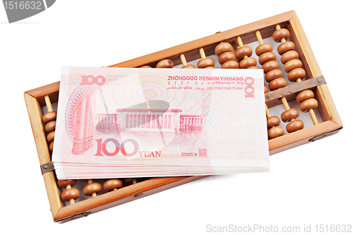 Image of abacus and china money banknote