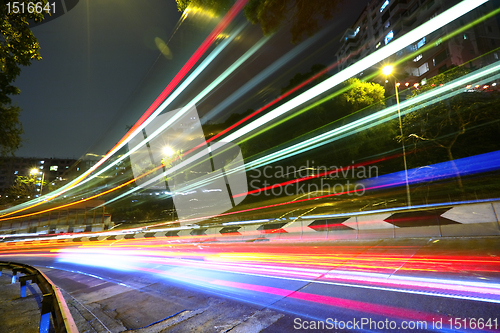 Image of light trails on highway