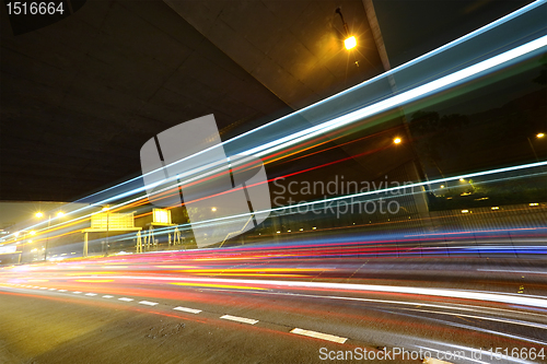 Image of light trails in mega city highway