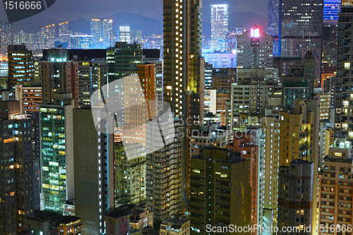 Image of building at night in Hong Kong