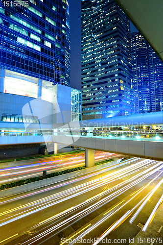 Image of traffic and highway at night