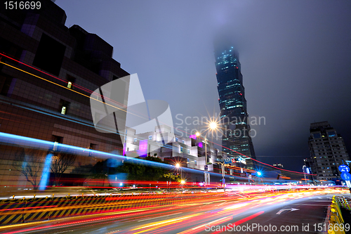 Image of taipei city traffic at night