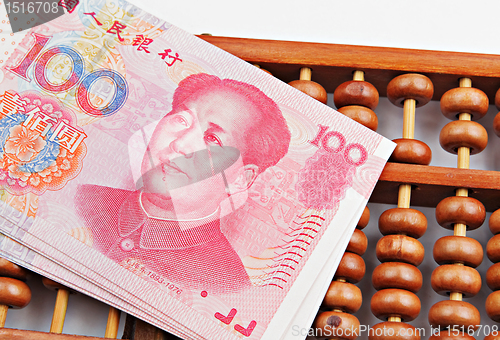 Image of abacus and china money banknote