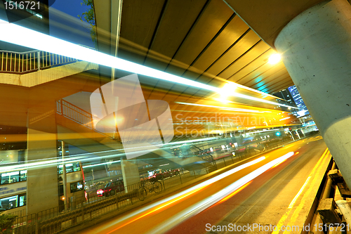 Image of traffic in city at night