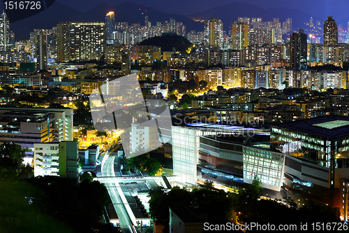 Image of Hong Kong downtown with many building at night