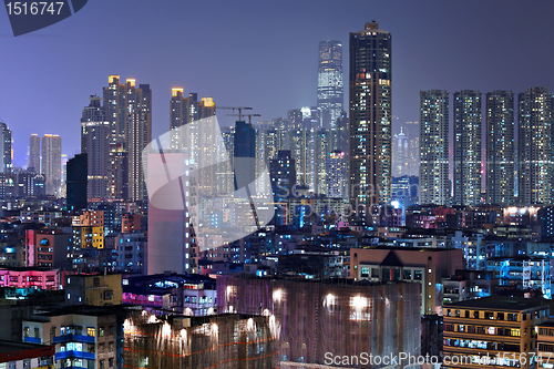 Image of building at night in Hong Kong