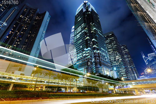 Image of Hong Kong with traffic at night