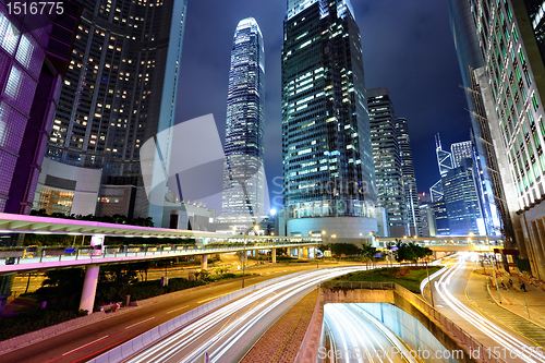 Image of modern Hong Kong city at night