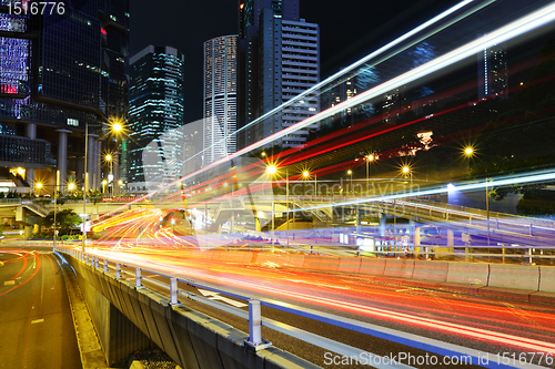 Image of traffic in Hong Kong at night 