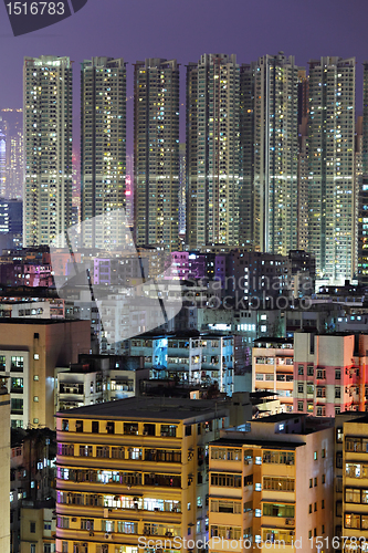 Image of Hong Kong downtown with many building at night