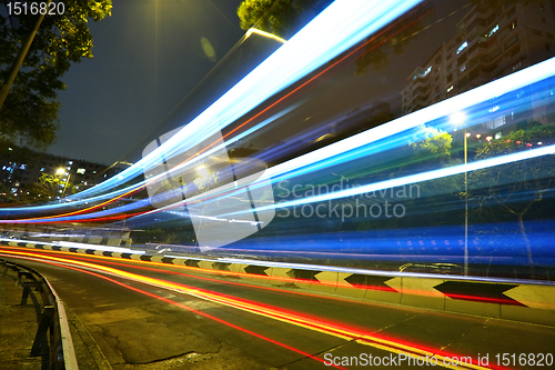 Image of light trails in mega city highway