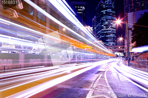 Image of traffic in city at night