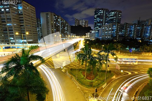 Image of traffic in city at night