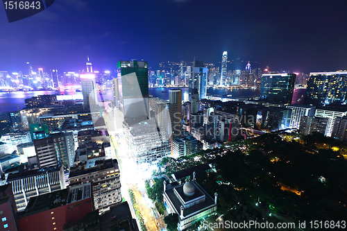 Image of Hong Kong downtown city at night