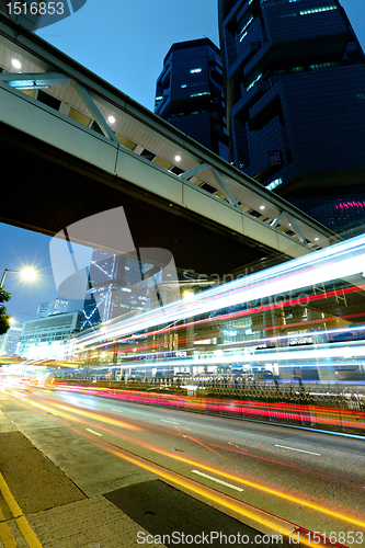 Image of Hong Kong with traffic at night