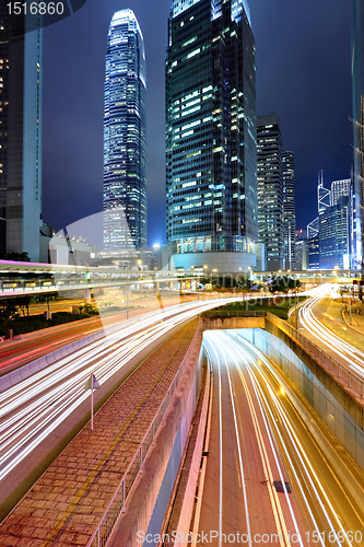 Image of traffic in city at night