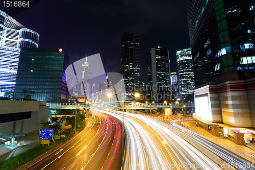 Image of traffic in city at night