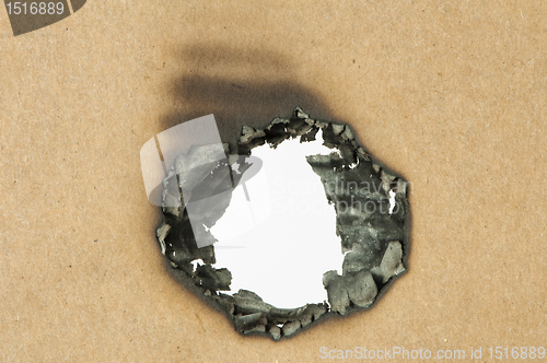 Image of Burned paper and hole