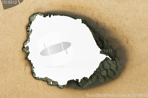 Image of Burned paper and hole