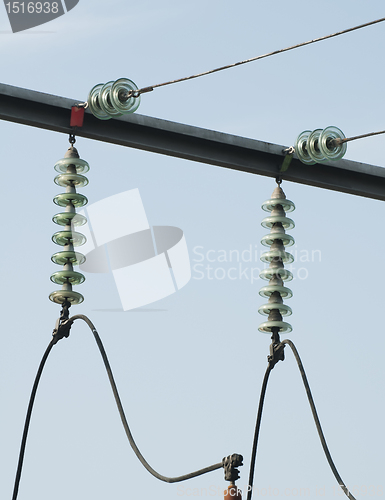 Image of High-voltage wires and transformers