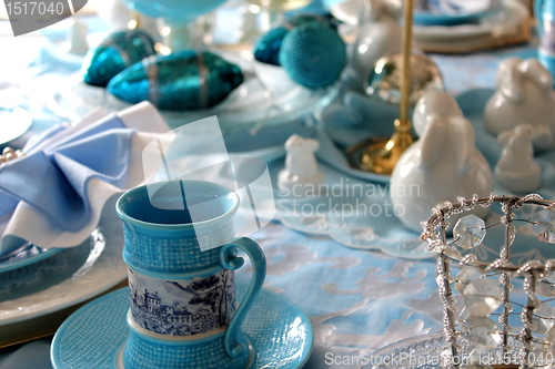 Image of blue decorative dinning table