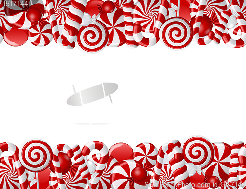 Image of Frame made of red and white candies