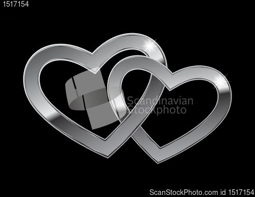 Image of Two metal hearts