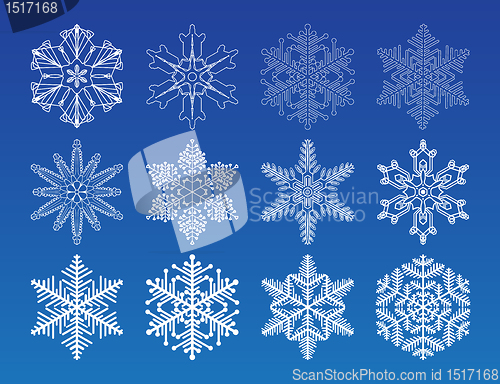 Image of Snowflake winter set vector illustration