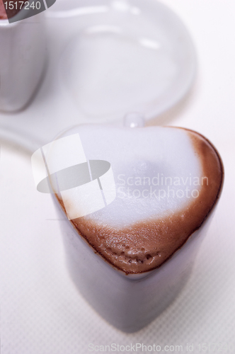 Image of heart shaped espresso coffee cappuccino cups