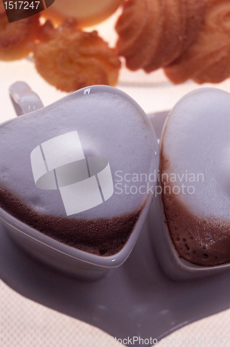 Image of heart shaped espresso coffee cappuccino cups
