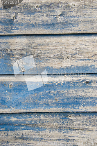 Image of Old blue painted planks 