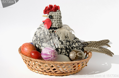 Image of Easter chicken with eggs