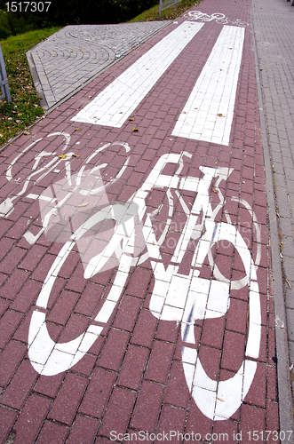 Image of Cycle path mark. Special traffic lane for bicycles