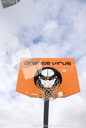 Image of Basketball board. Orange virus tournament.