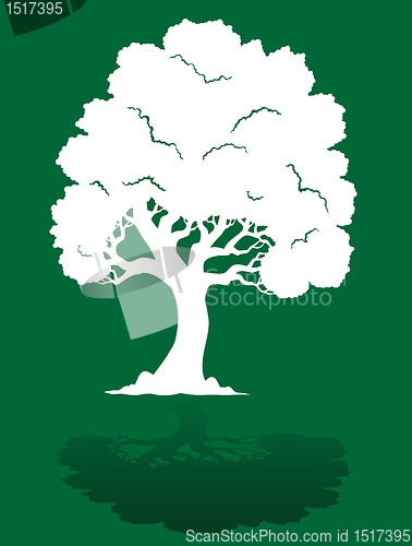 Image of White tree on green background 1