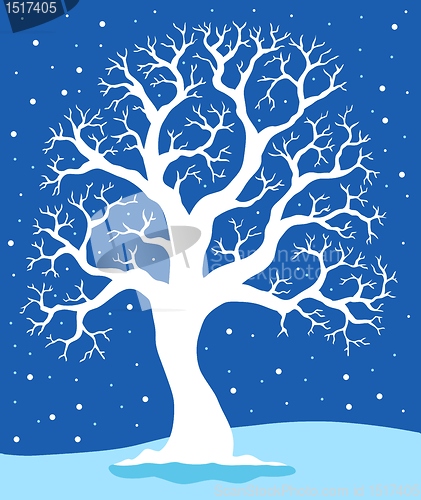 Image of White tree on blue background 1