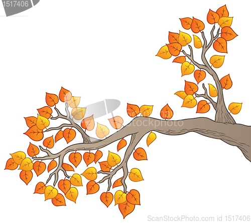 Image of Cartoon tree branch with leaves 2